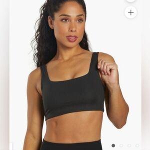Girlfriend Collective Tommy Cropped Ribbed Black Sports Bra